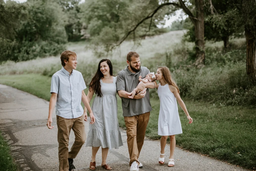 Mingione family walking